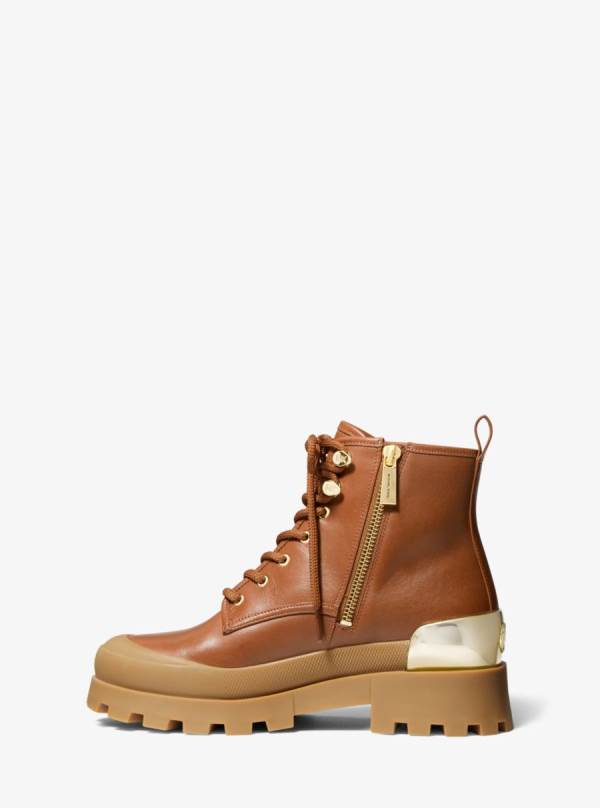 Damske Bojové topánky Michael Kors Payton Leather Hnede - Topanky Michael Kors Levně | JLAYD-7304